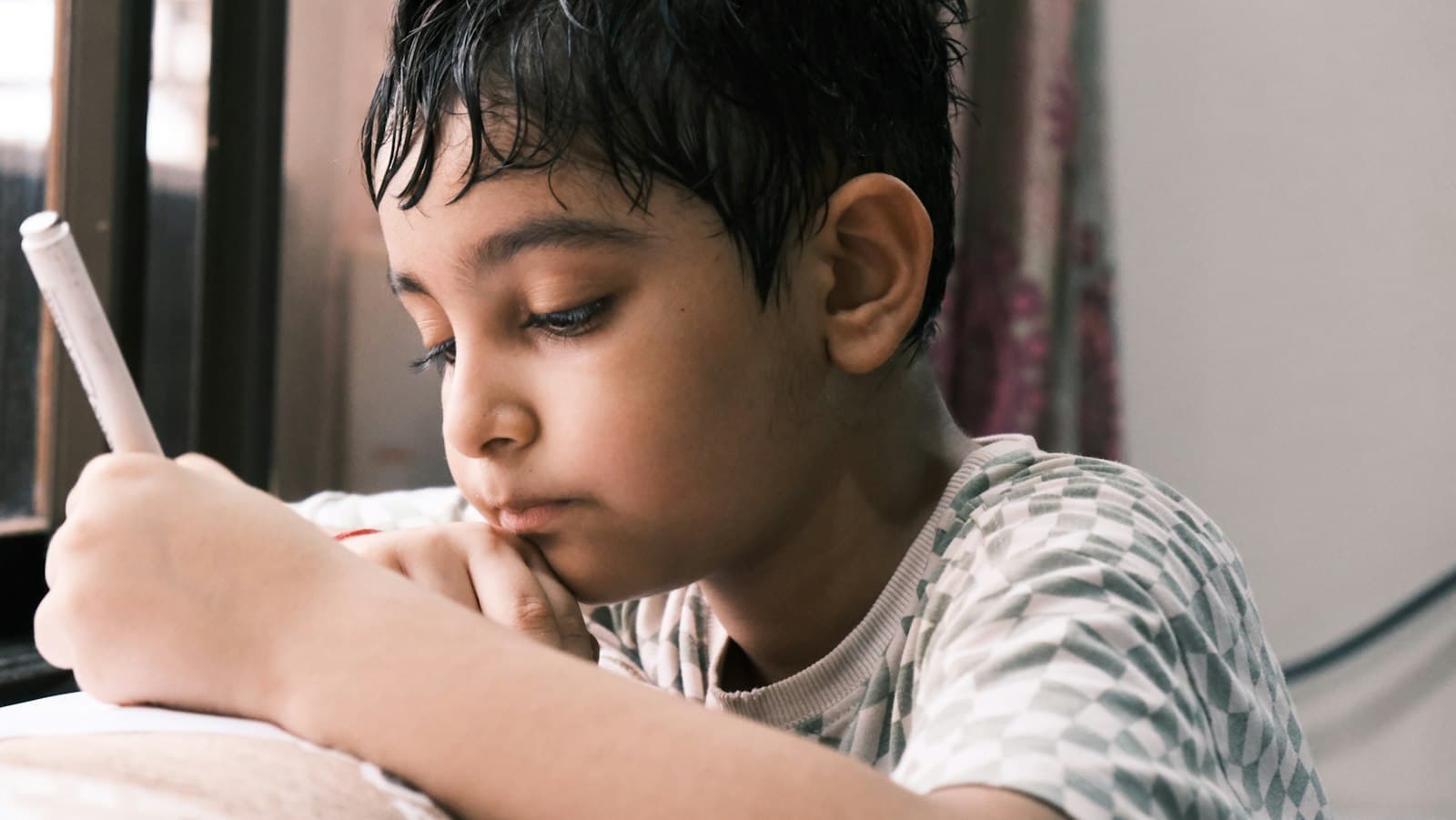 A child in Pune practising maths, the kind of skill Math Magic's online classes build